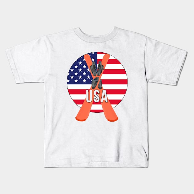 Cool Ski Flag of USA Kids T-Shirt by DiegoCarvalho